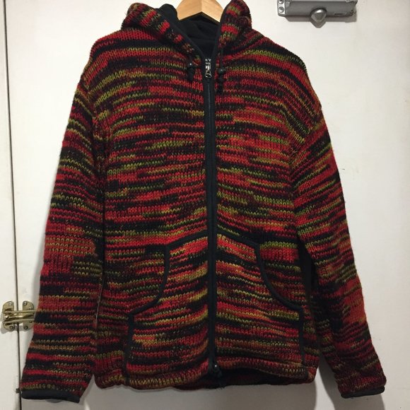 TIBETAN VILLAGE KNITTED WOOL JACKETS SIZE L/XL - Picture 2 of 9